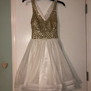 White and gold hoco/party dress
